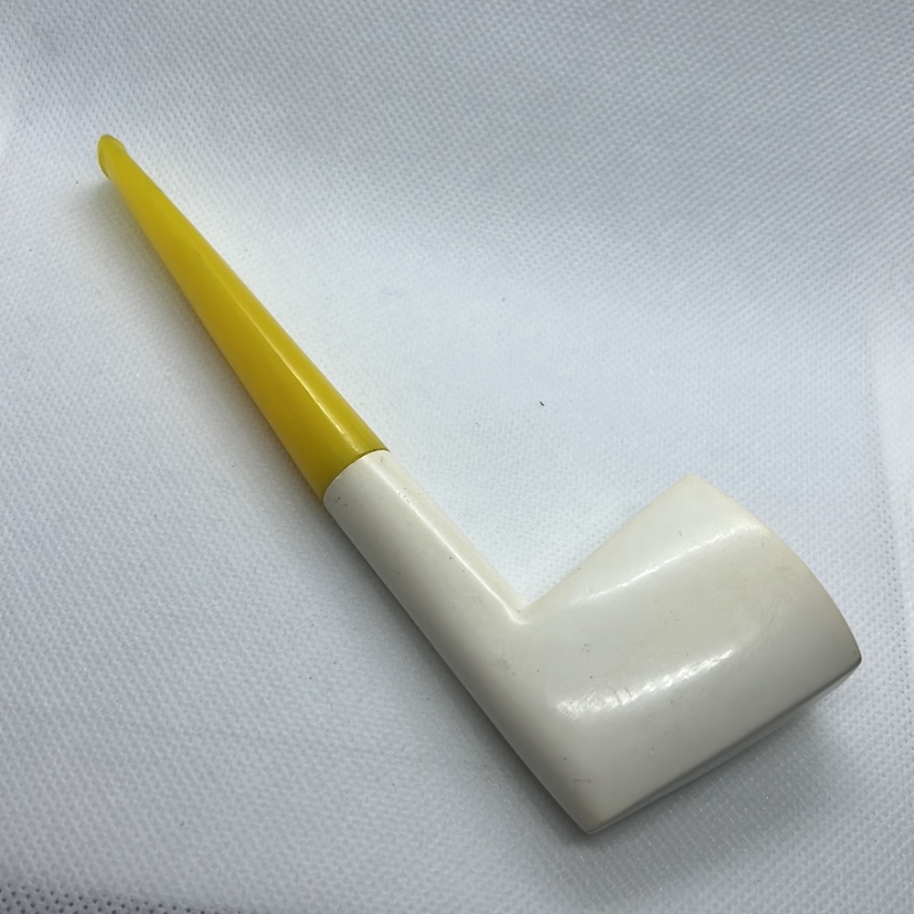 UNUSUAL FLAT DESIGNED MEERSCHAUM PIPE HAND CARVED VINTAGE - Picture 5 of 13